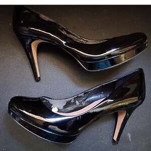 Vince Camuto Black Patent Leather Platform Pumps Size 9 Stiletto Heels Classic